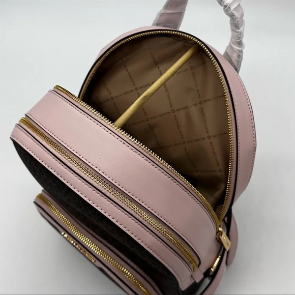 Michael Kors Medium Jaycee Zip Packet Backpack Brown/Light Pink - Picture 8 of 14